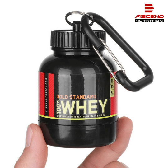 PROTEIN POWDER CONTAINER KEYCHAIN - PROTEIN POWDER FUNNEL KEYCHAIN EASY  CARRY - ASCEND NUTRITION